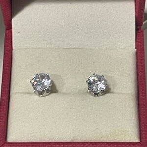Silver Moissanite Stud Earrings 1C TW